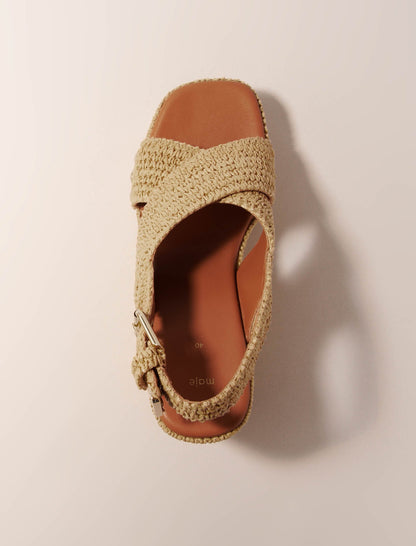 Wedge sandals with raffia effect | Maje