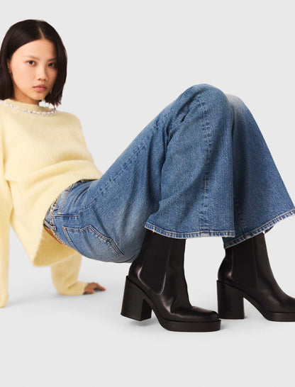 Heeled leather chelsea boot | Maje