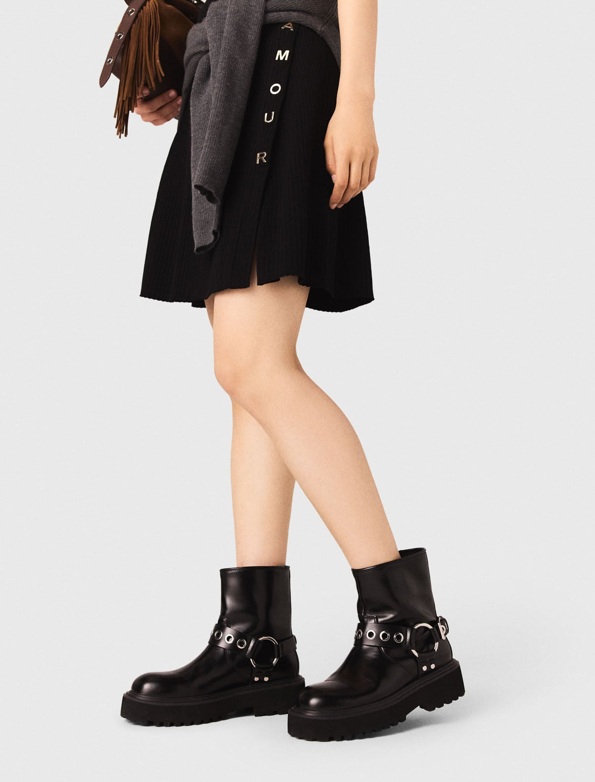 Leather biker boots | Maje