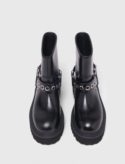 Leather biker boots | Maje