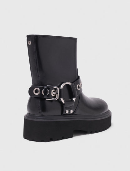 Leather biker boots | Maje