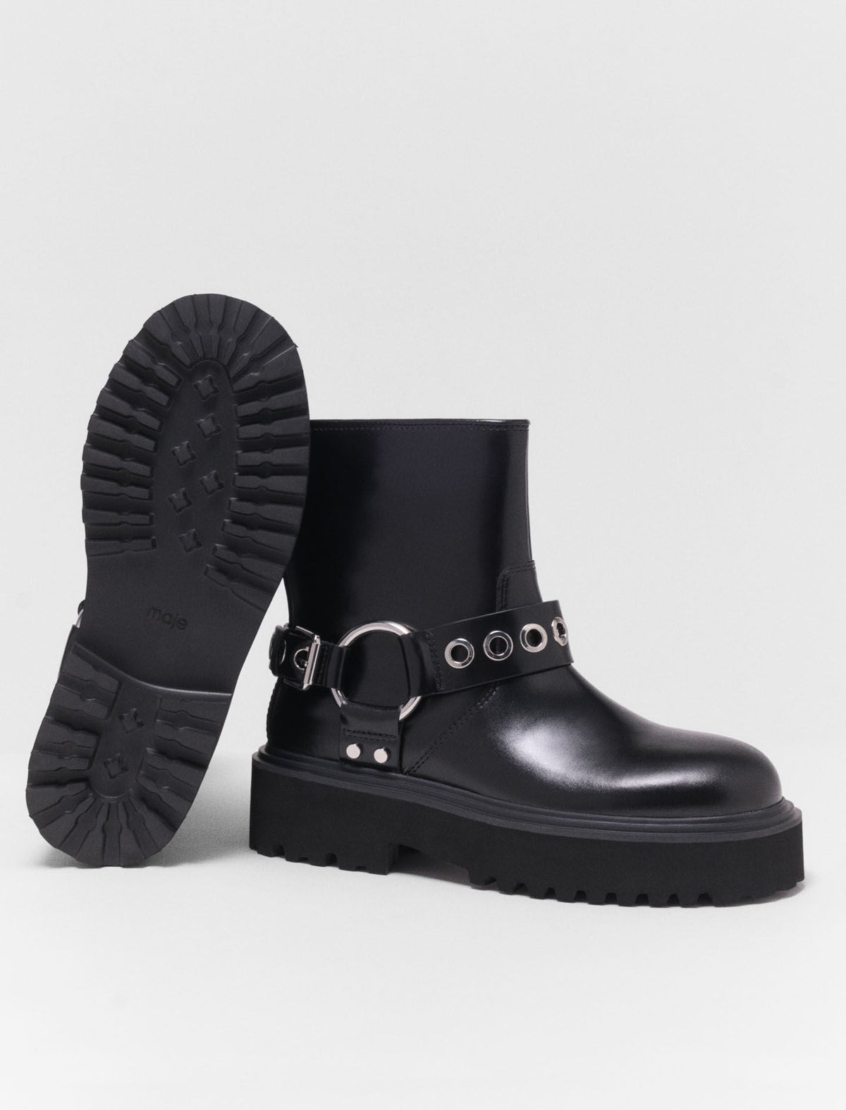Leather biker boots | Maje