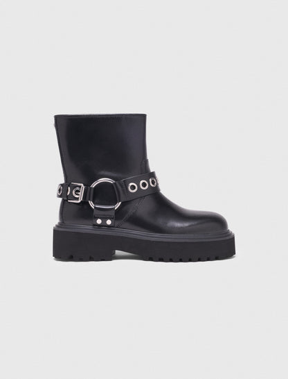 Leather biker boots | Maje