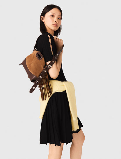 Leather and suede Miss M Mini bag | Maje