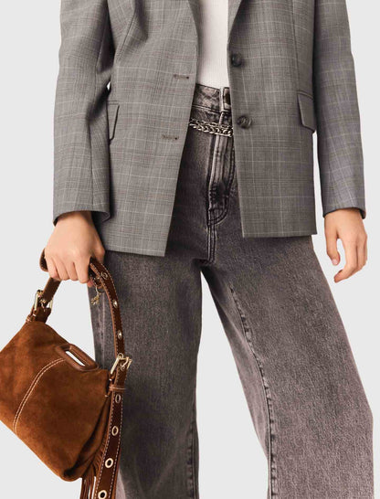 Topstitched suede Miss M Mini bag | Maje