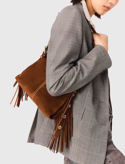 Topstitched suede Miss M Mini bag | Maje