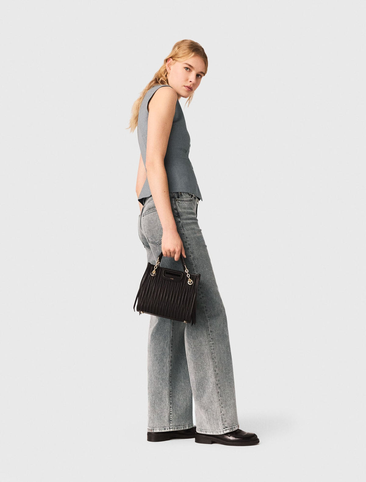 Mini quilted leather tote bag | Maje