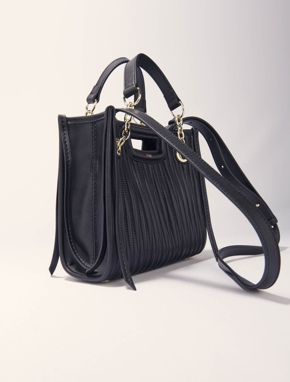 Mini quilted leather tote bag | Maje