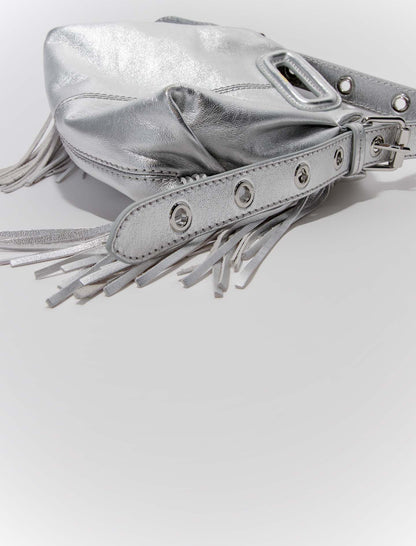 Metallic leather Miss M Mini bag | Maje