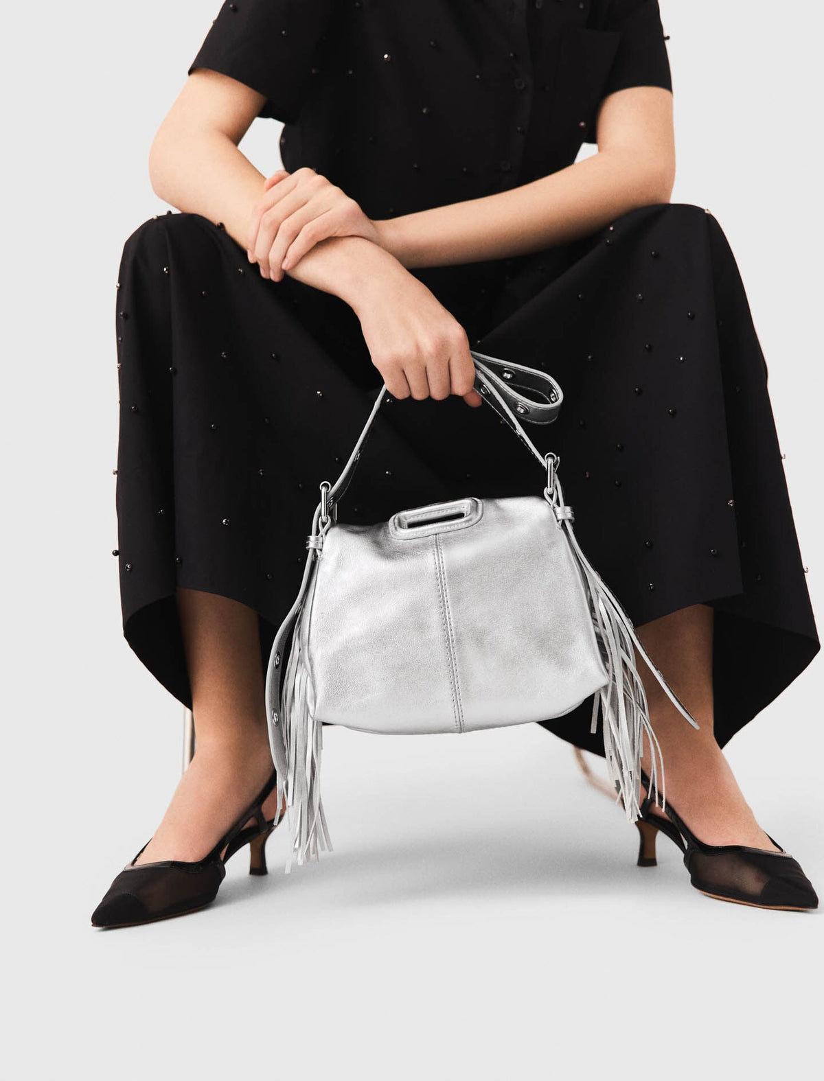 Metallic leather Miss M Mini bag | Maje