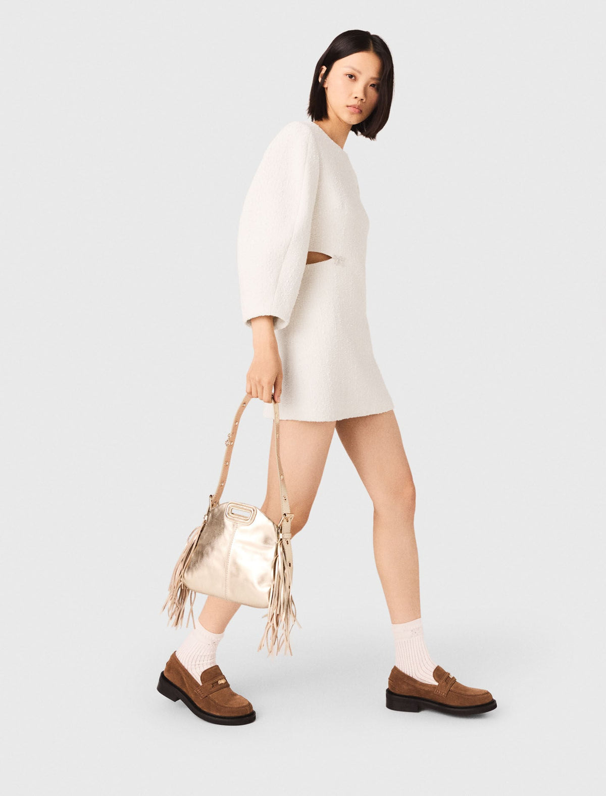 Metallic leather Miss M mini bag | Maje