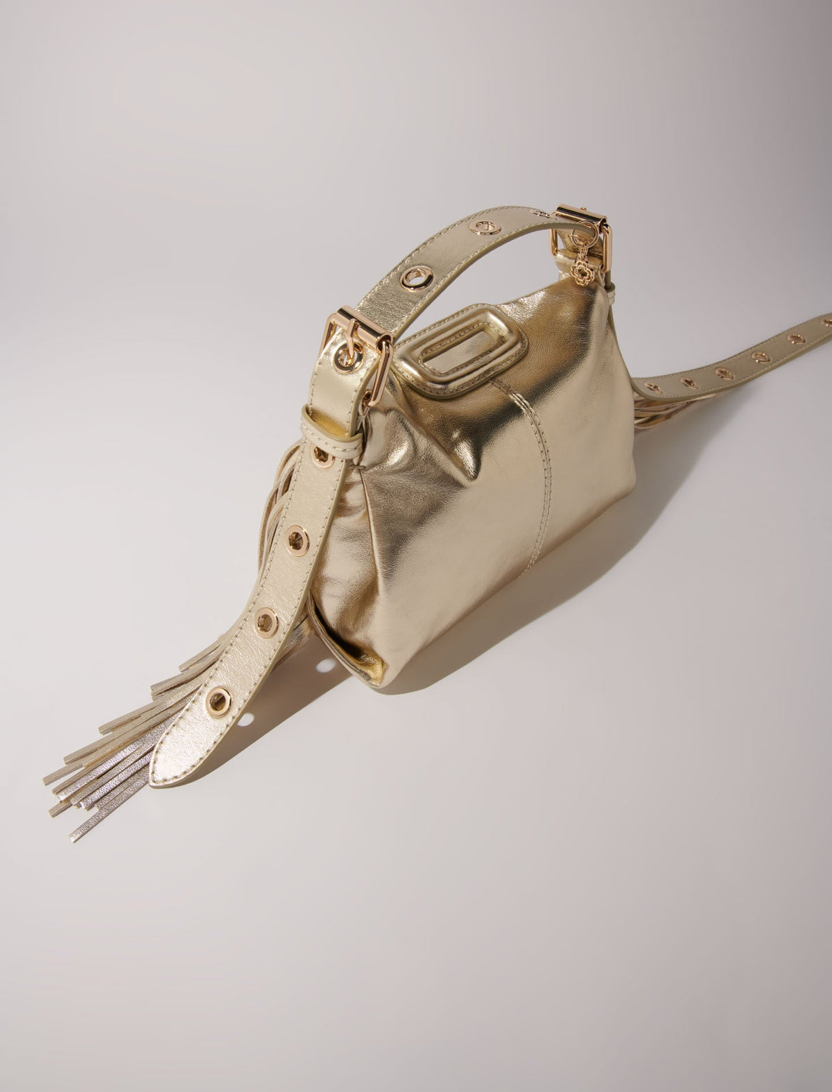 Metallic leather Miss M mini bag | Maje