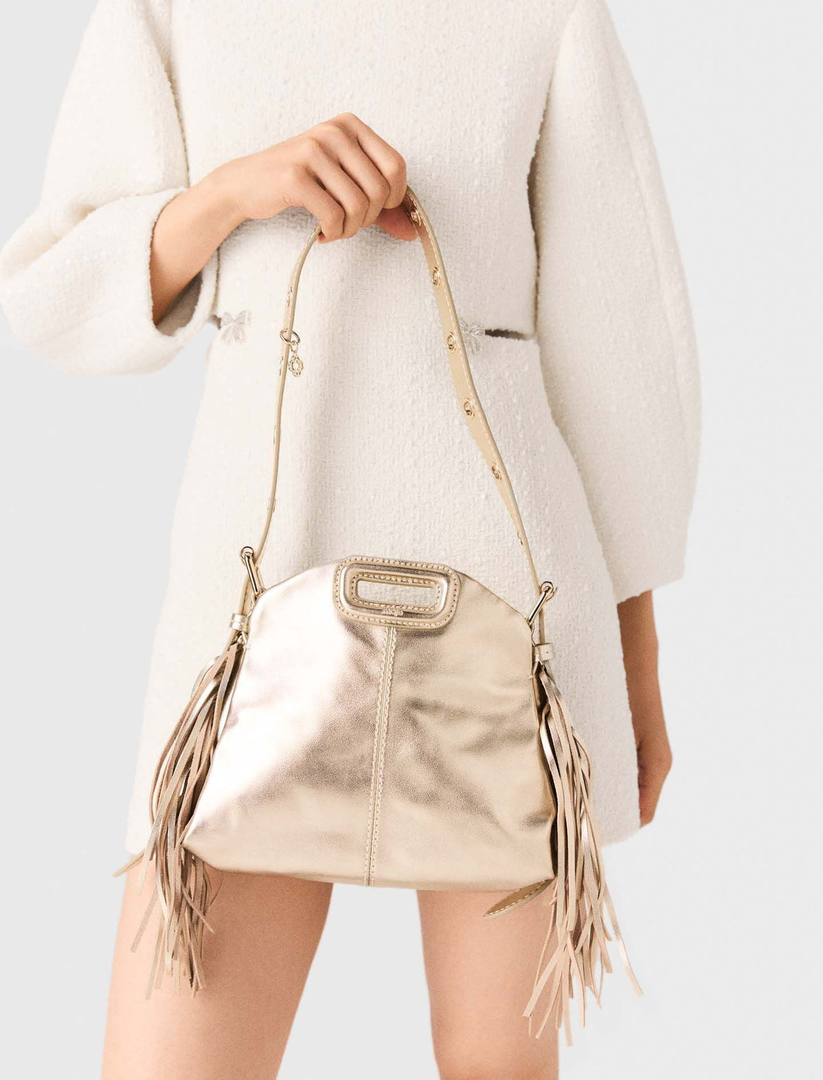 Metallic leather Miss M mini bag | Maje