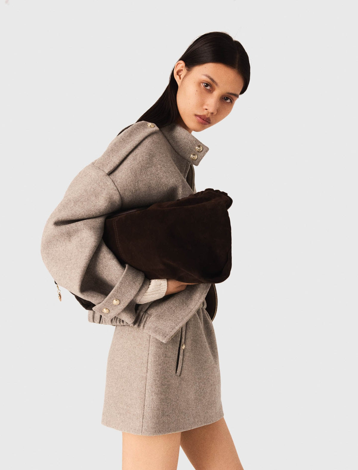 Suede Milpli tote bag | Maje