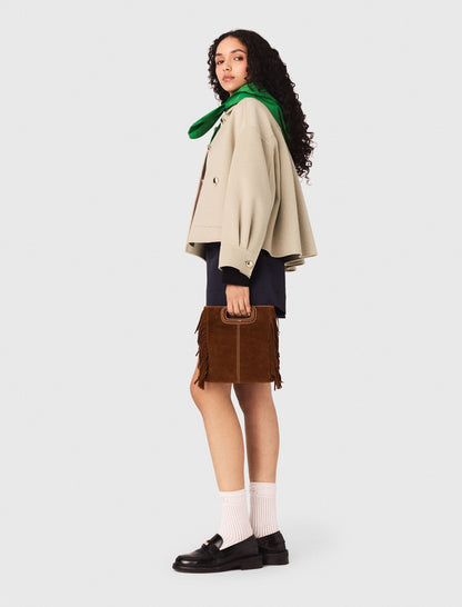 Topstitched suede M bag | Maje