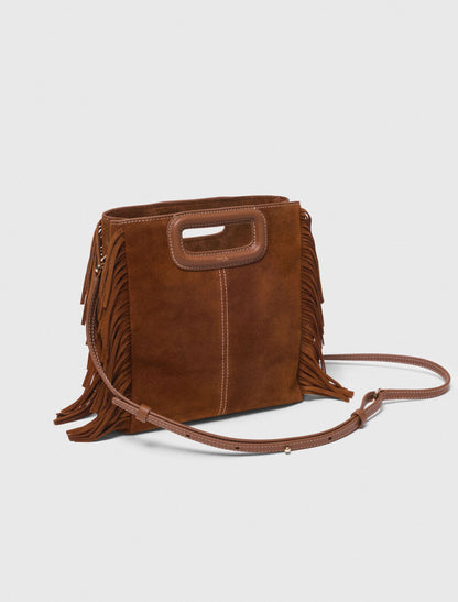 Topstitched suede M bag | Maje