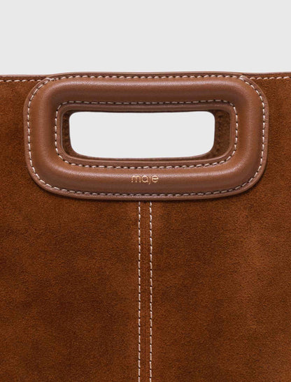 Topstitched suede M bag | Maje