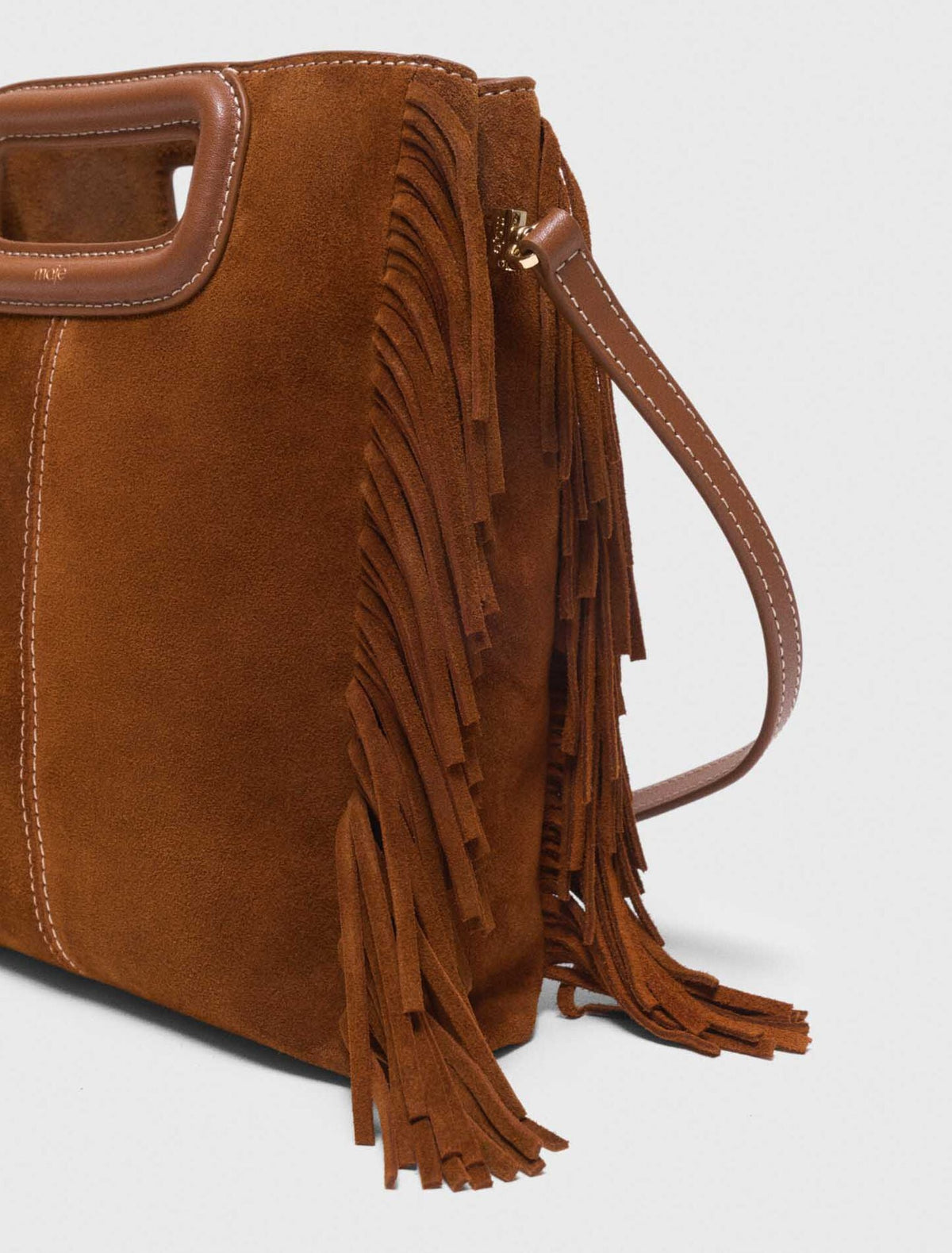 Topstitched suede M bag | Maje