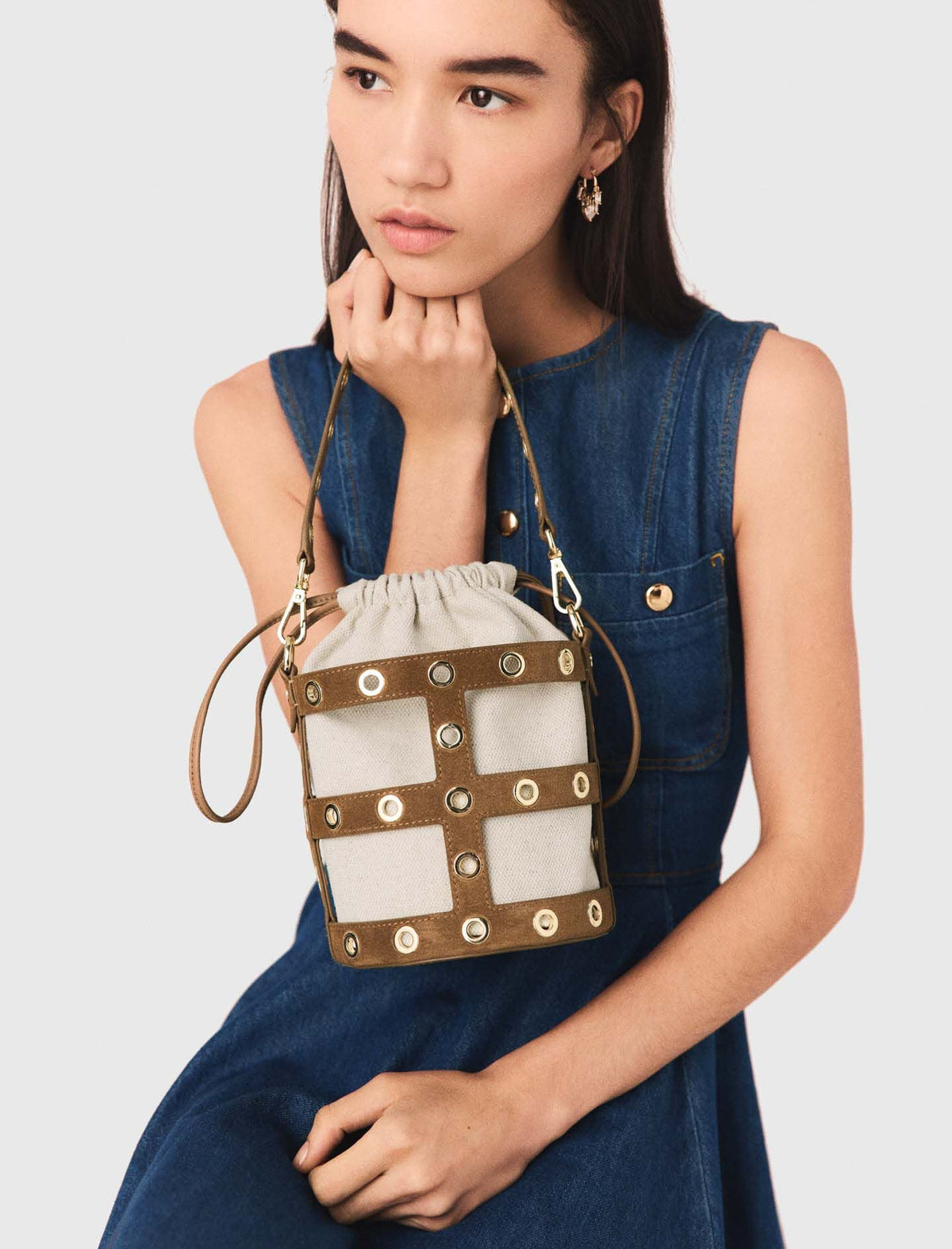 Suede Miss M bucket bag | Maje