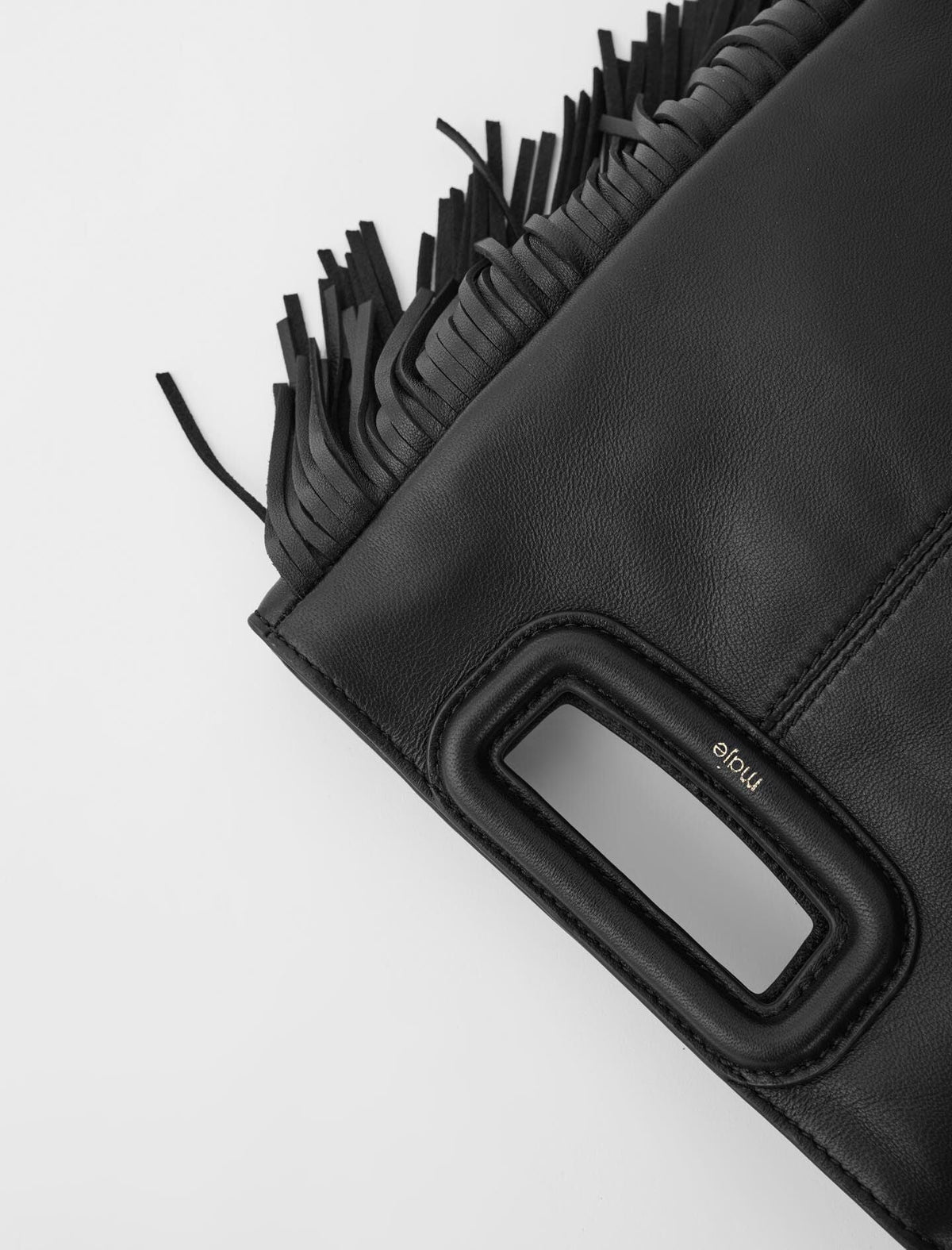 Smooth leather M bag with fringing | Maje