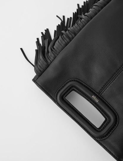 Smooth leather M bag with fringing | Maje