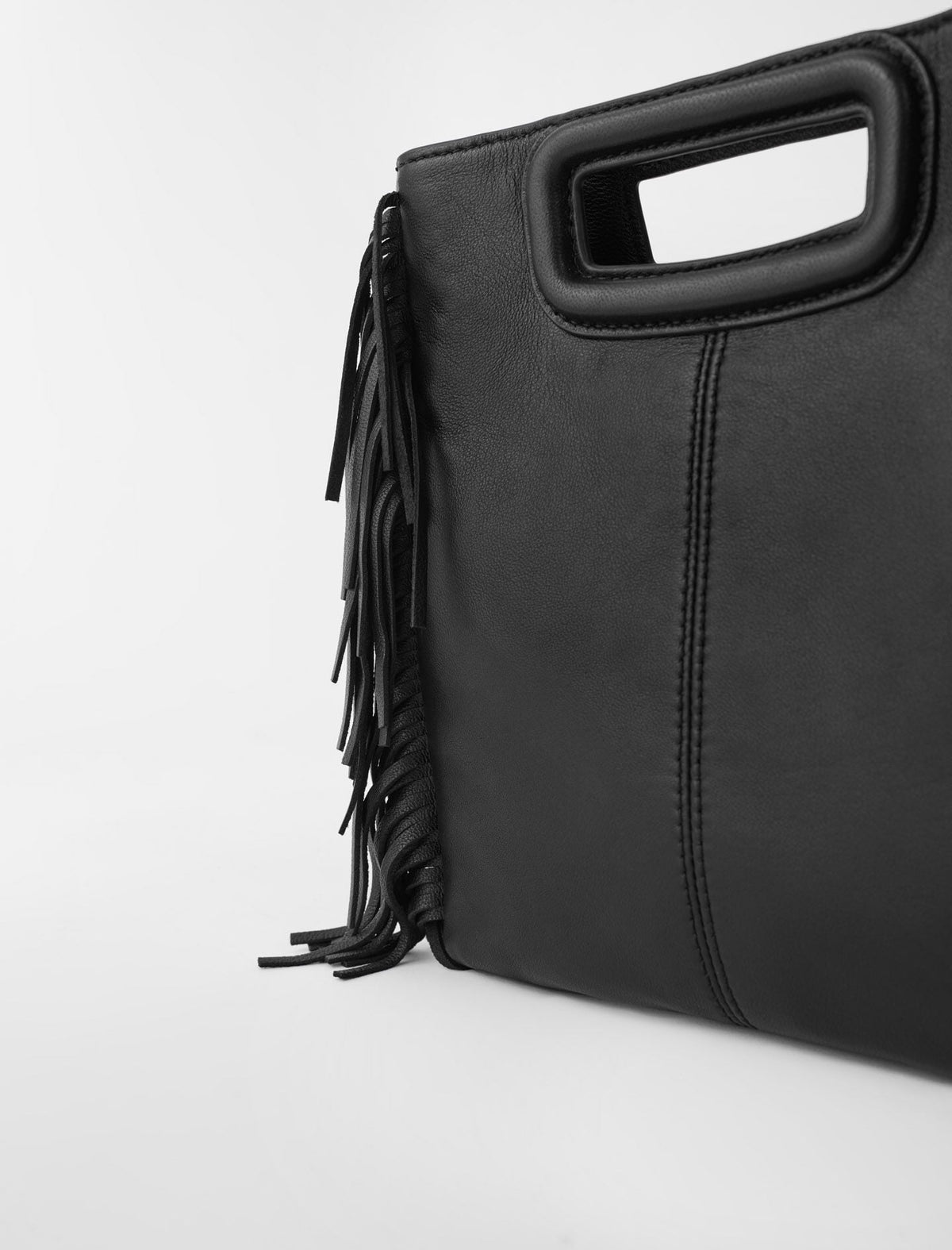 Smooth leather M bag with fringing | Maje