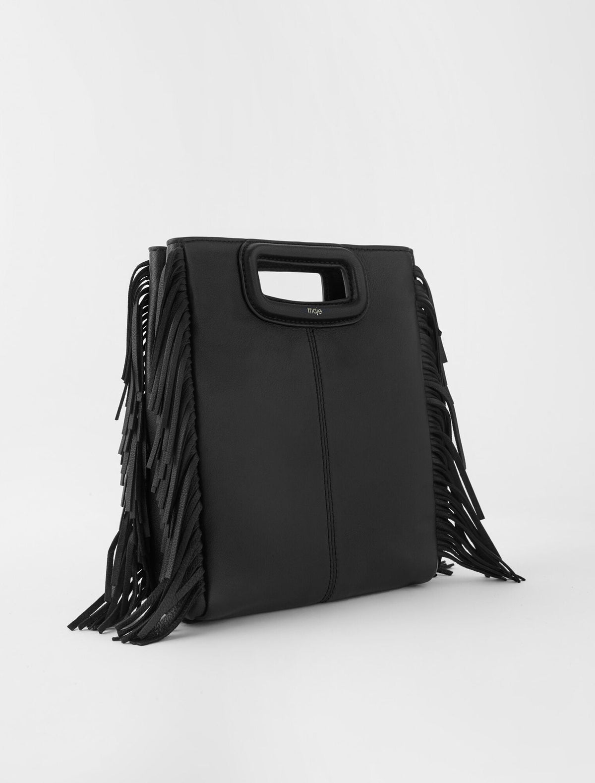 Smooth leather M bag with fringing | Maje