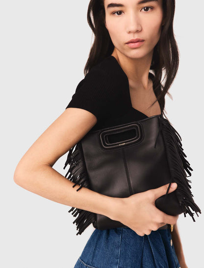 Smooth leather M bag with fringing | Maje