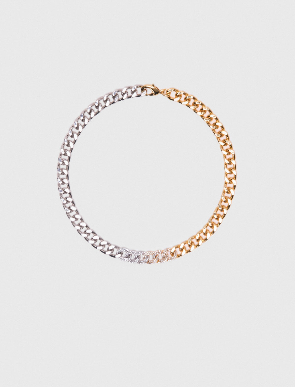 Two-tone rhinestone link necklace | Maje