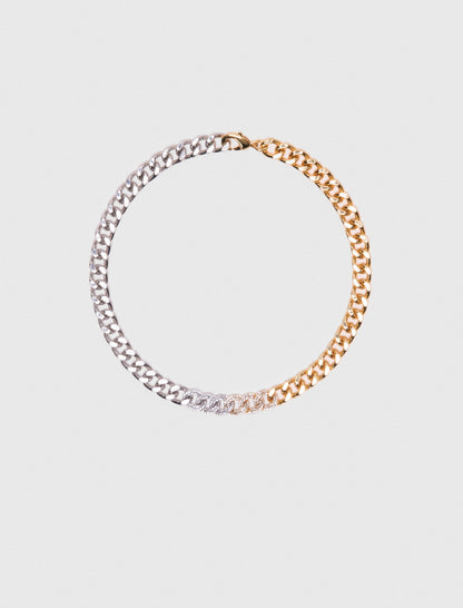 Two-tone rhinestone link necklace | Maje