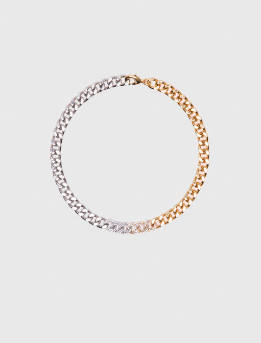 Two-tone rhinestone link necklace | Maje