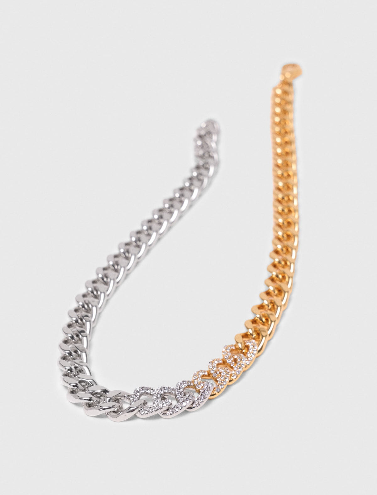 Two-tone rhinestone link necklace | Maje