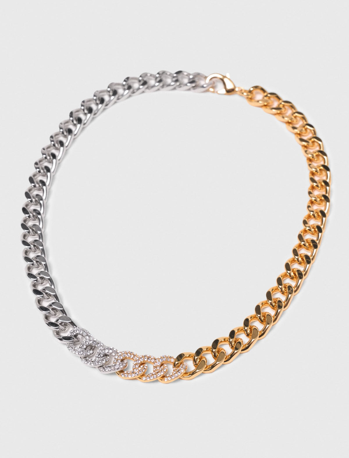 Two-tone rhinestone link necklace | Maje