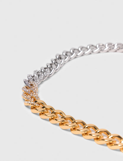 Two-tone rhinestone link necklace | Maje