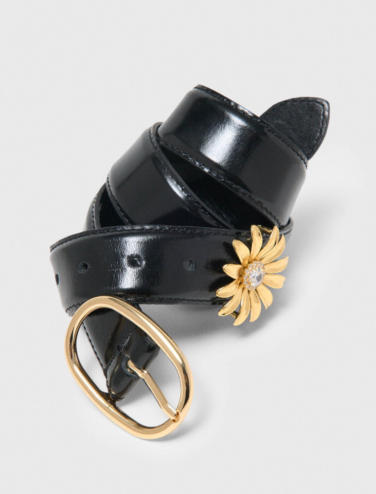 Leather belt with removable jewel | Maje