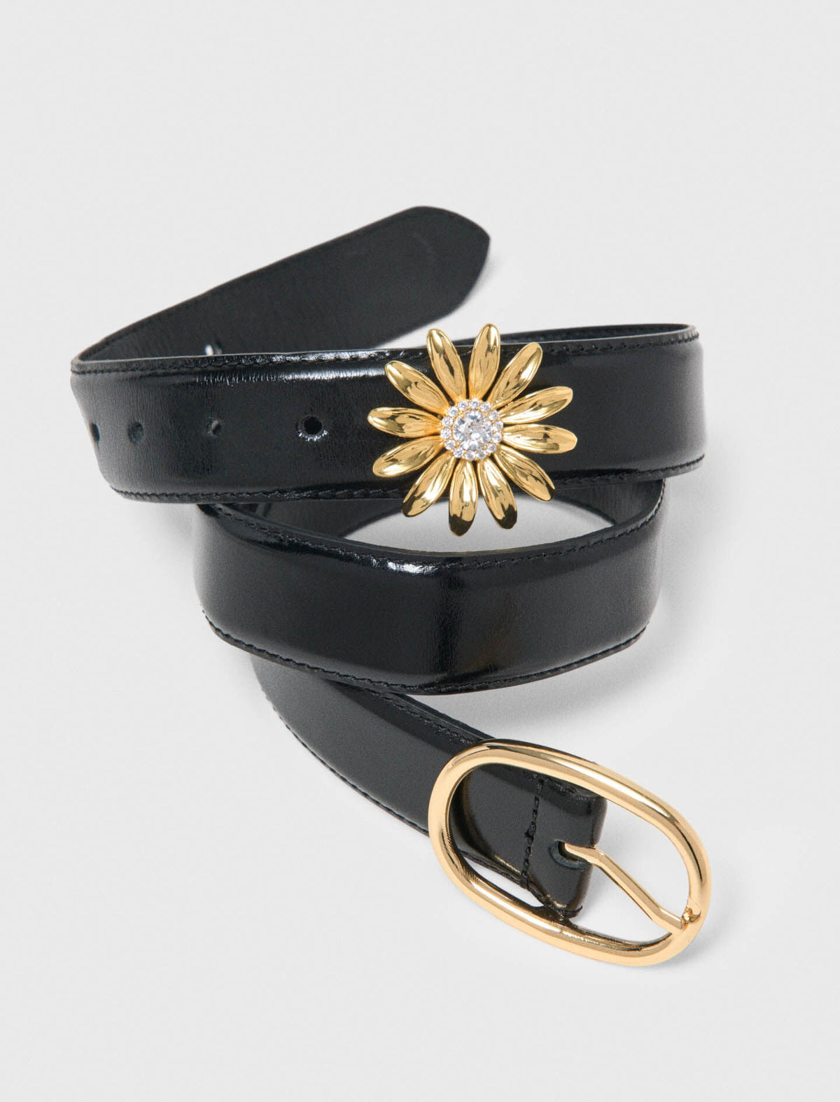 Leather belt with removable jewel | Maje