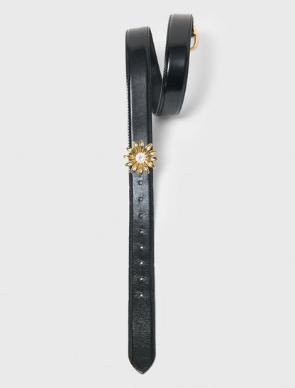 Leather belt with removable jewel | Maje