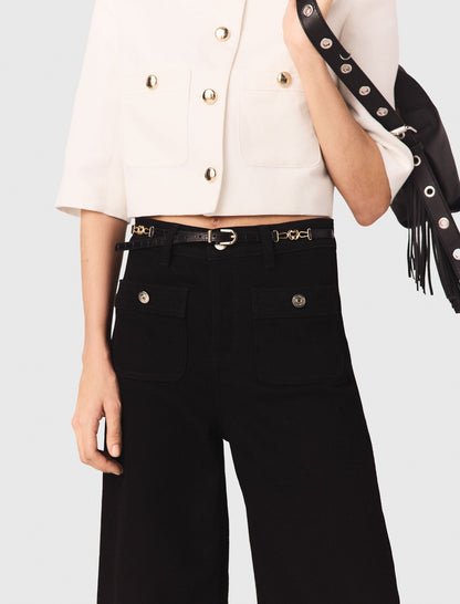 Slim croc-effect leather belt | Maje