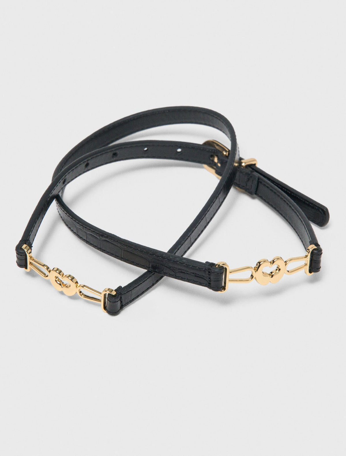 Slim croc-effect leather belt | Maje