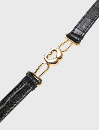 Slim croc-effect leather belt | Maje