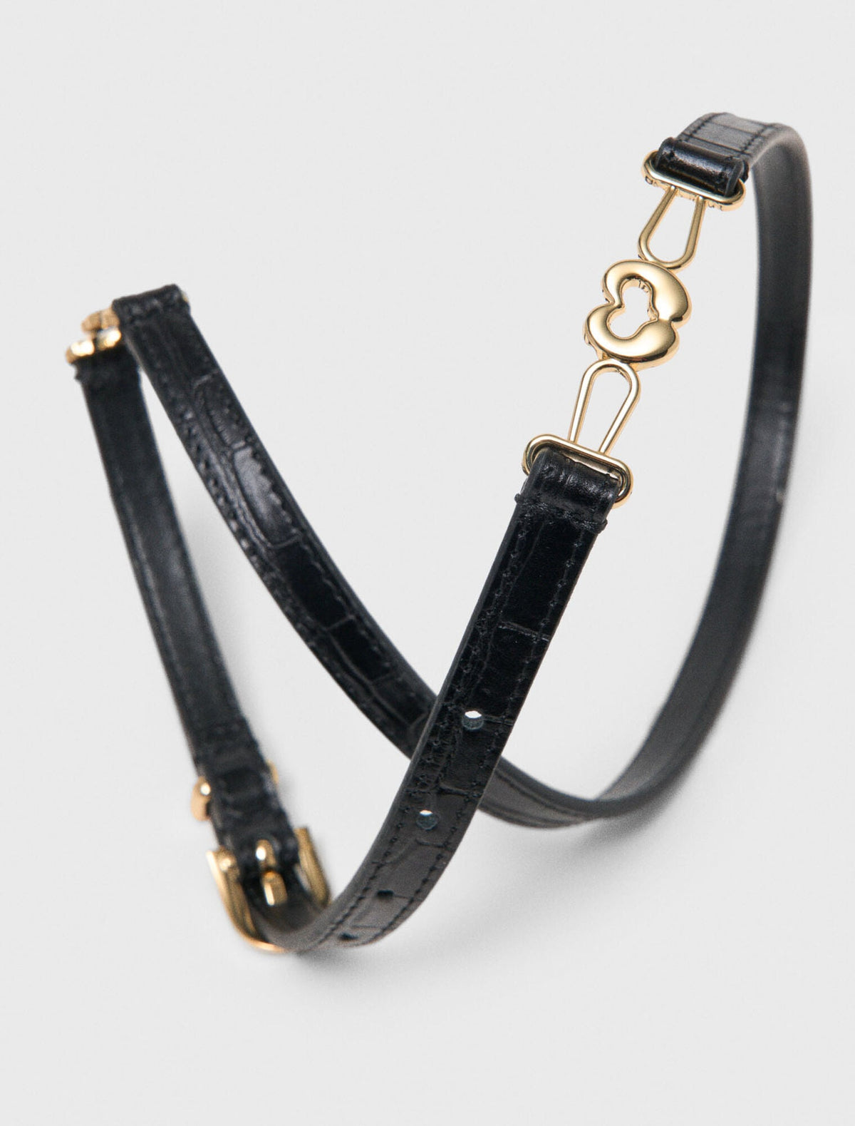 Slim croc-effect leather belt | Maje