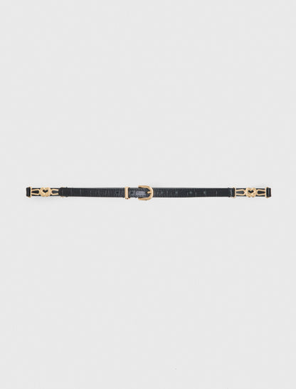 Slim croc-effect leather belt | Maje