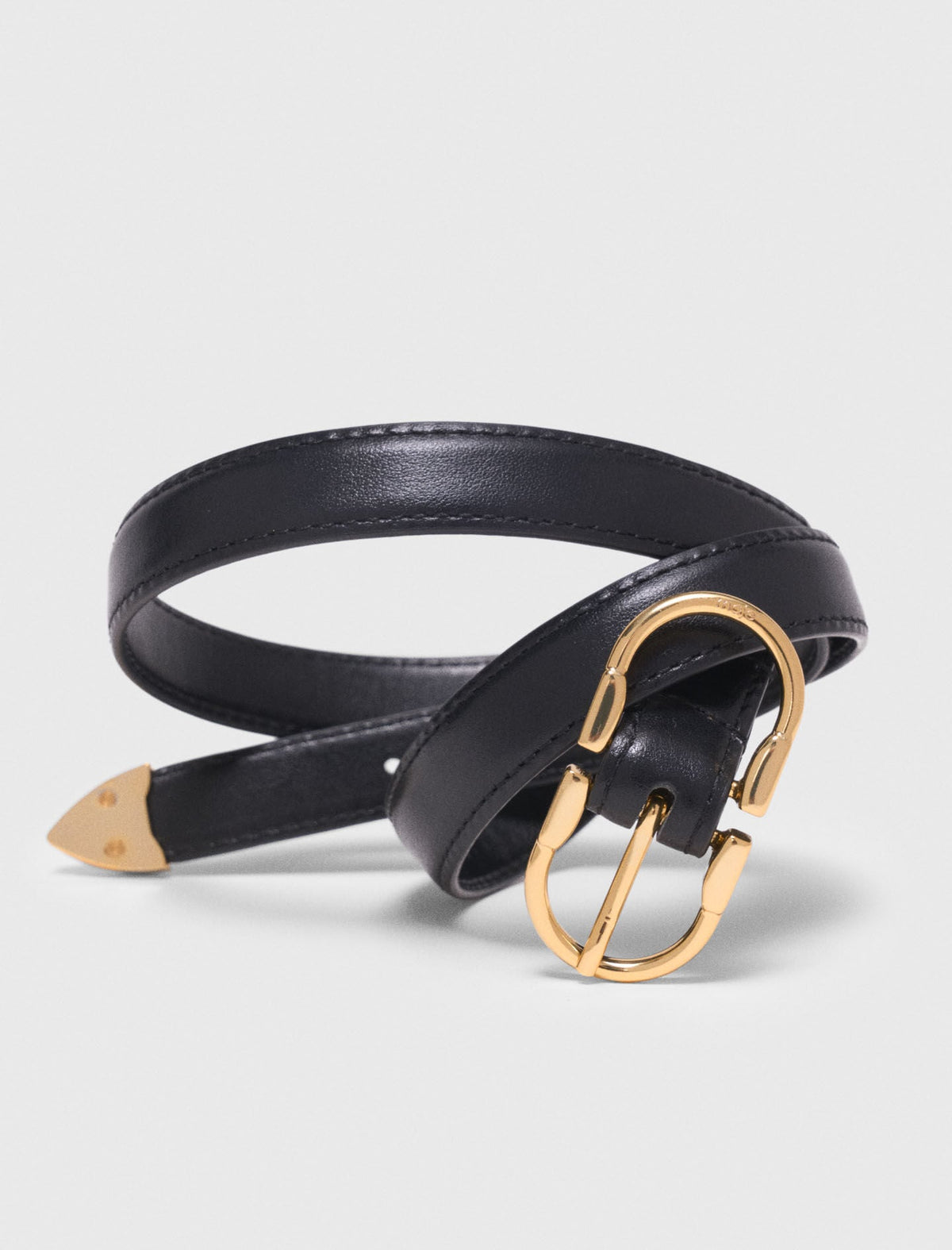 Double-buckle leather belt | Maje