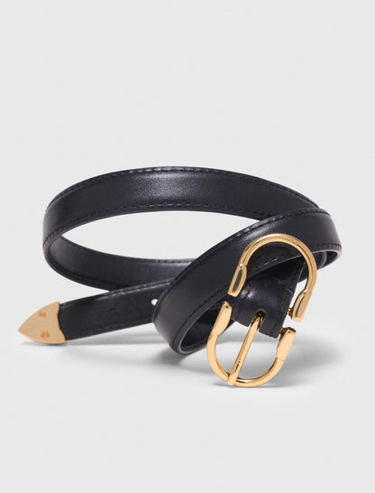 Double-buckle leather belt | Maje