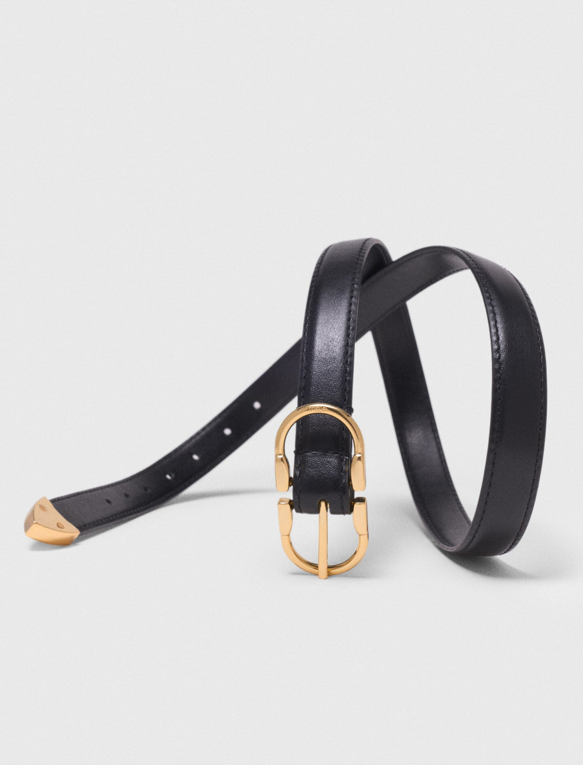 Double-buckle leather belt | Maje