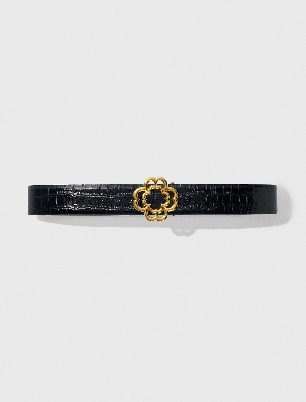 Croc-effect leather double M belt | Maje