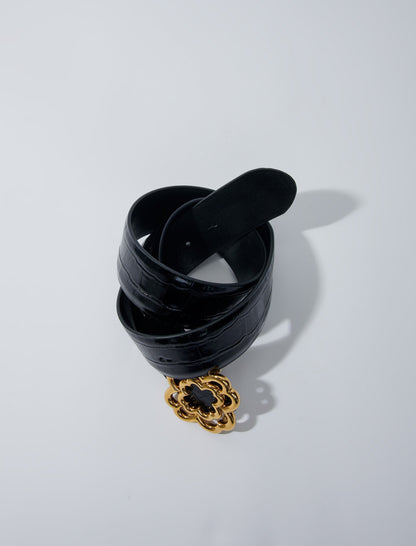 Croc-effect leather double M belt | Maje