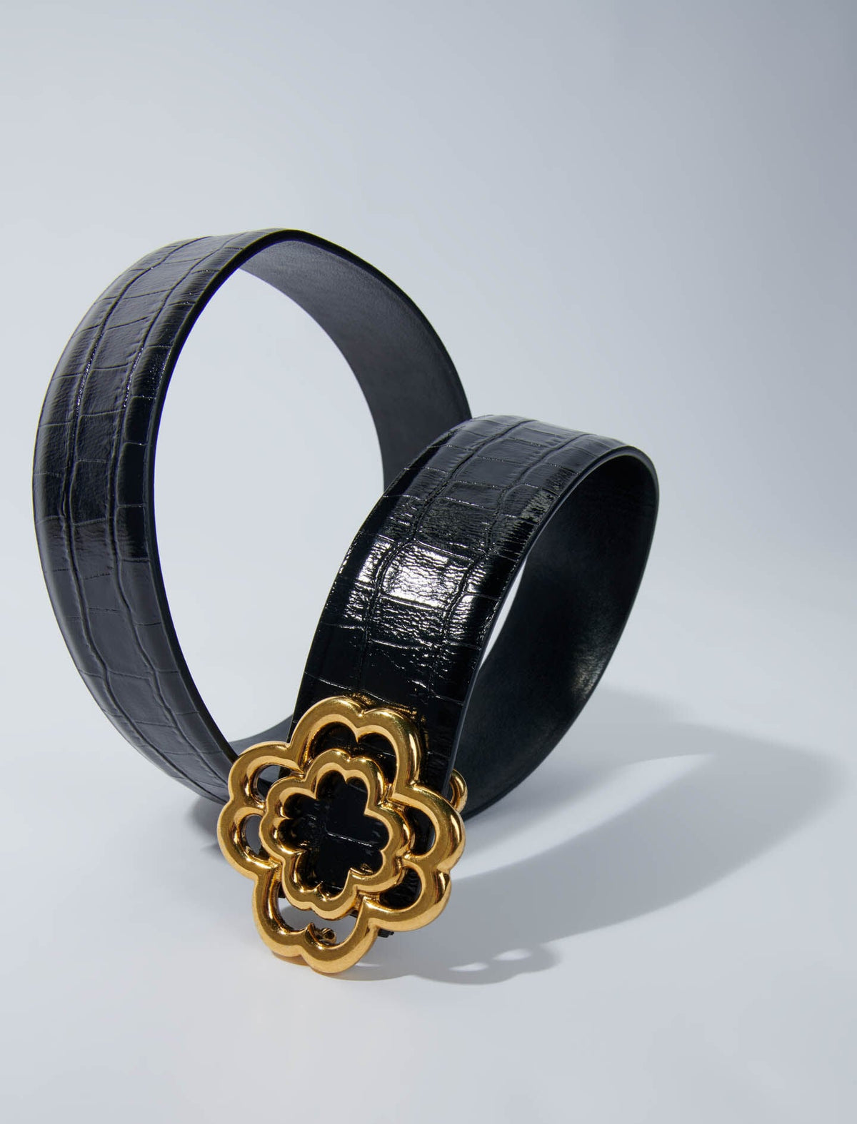 Croc-effect leather double M belt | Maje