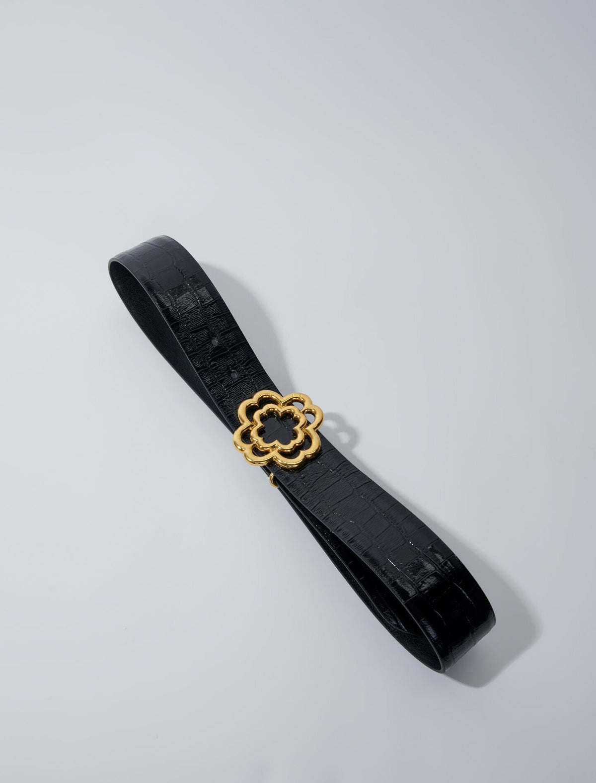 Croc-effect leather double M belt | Maje