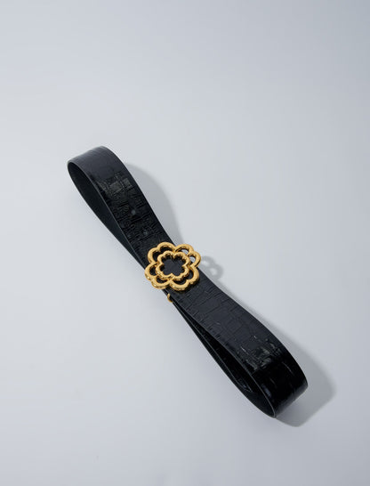 Croc-effect leather double M belt | Maje